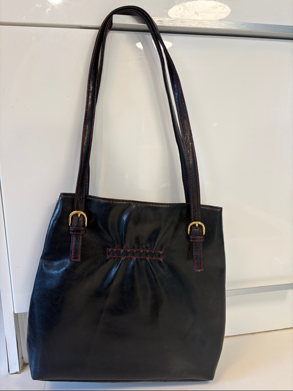 Vintage Y2K Victoria’s Secret Black Purse with Red Stitching
